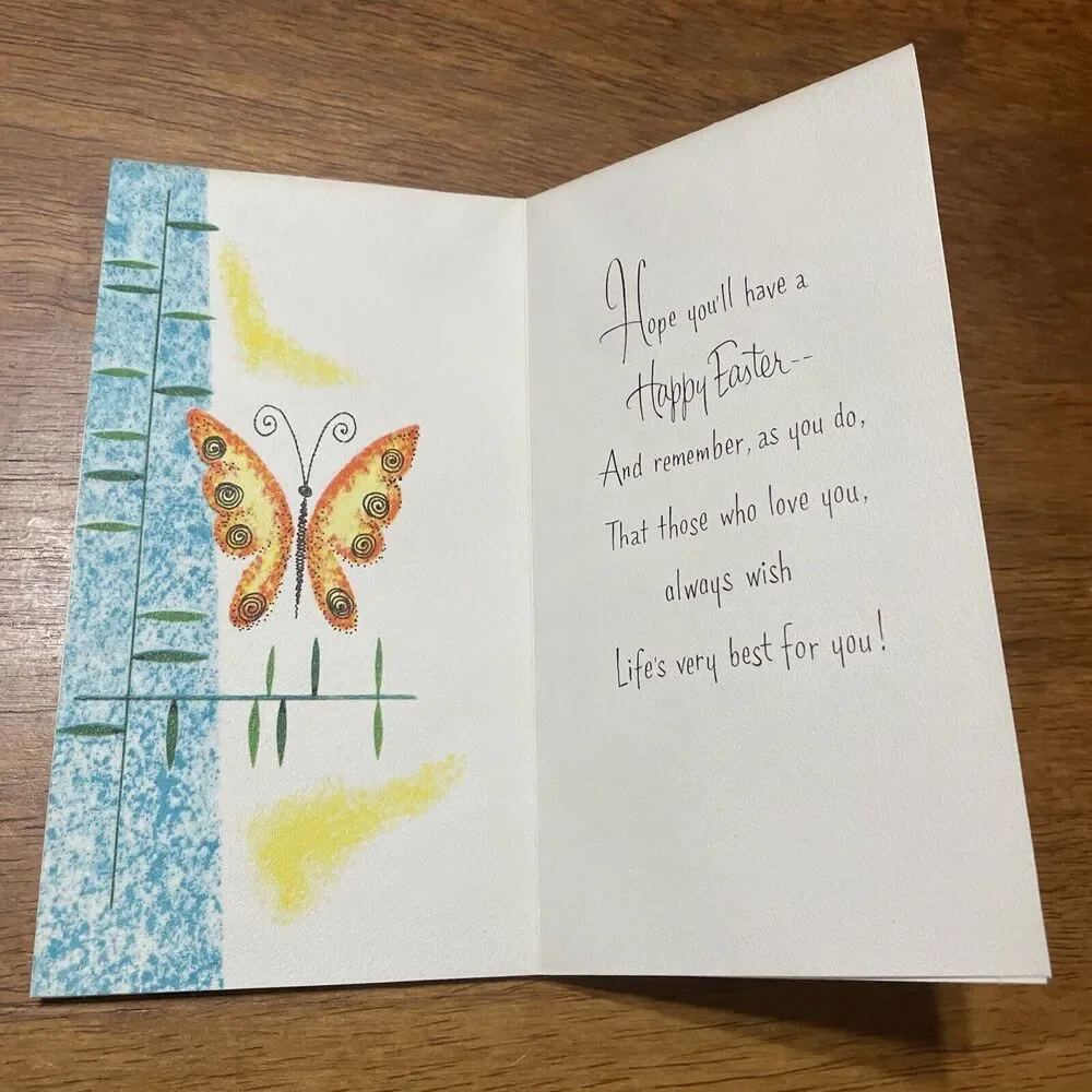 Vtg Volland Easter Greeting Card Daughter Butterfly